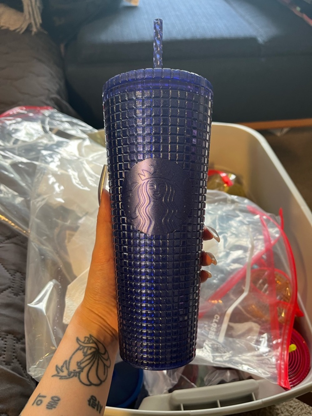 Starbucks Deep Blue Studded Reusable Tumbler with Straw